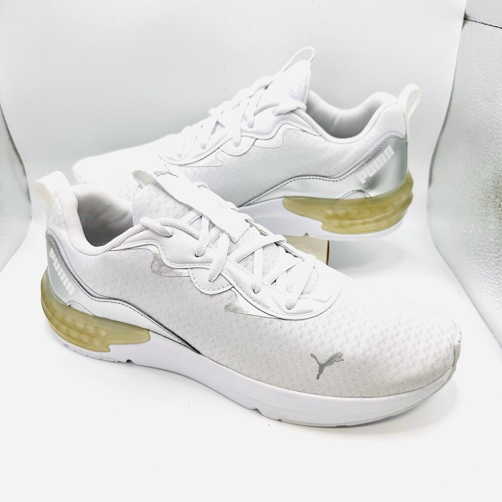 PUMA Women's Initiate White/Metallic Silver Training Shoes (194407-02) Size 10